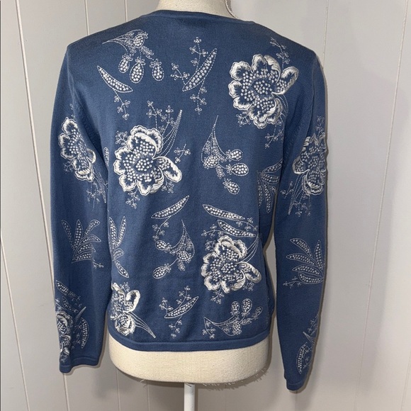 Talbots Blue and White Floral Utility Jacket - Picture 3 of 4